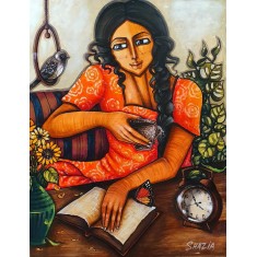 Shazia Salman, 36 x 48 Inch, Acrylics on Canvas, Figurative Painting, AC-SAZ-095